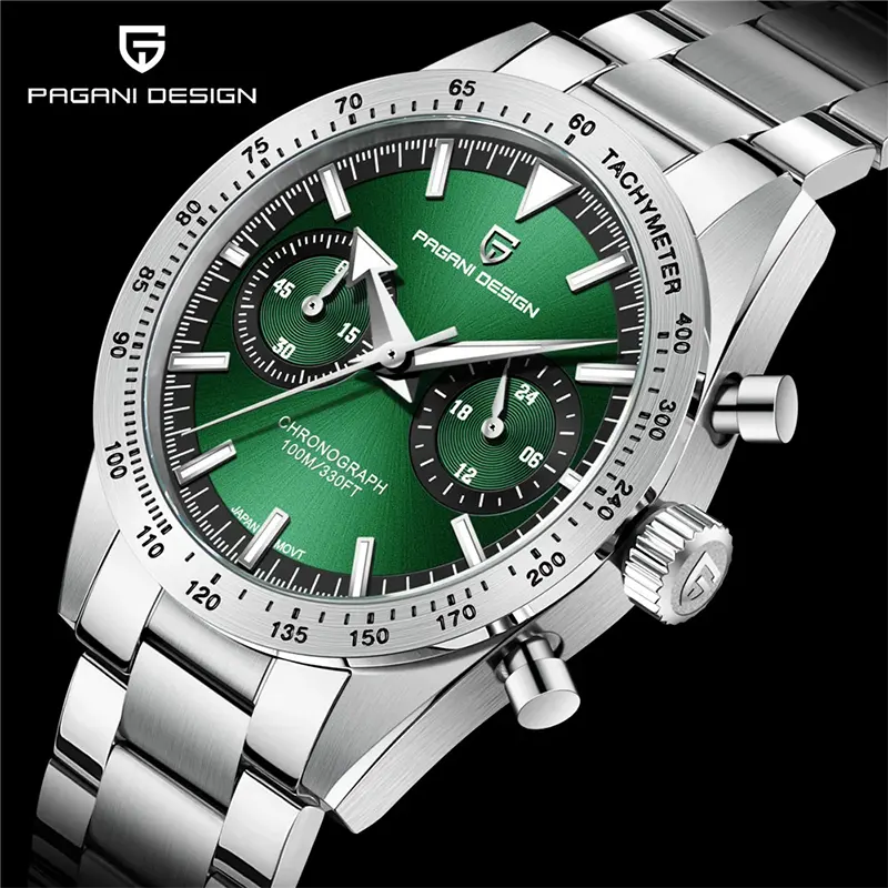 Pagani Design PD-1766 Chronograph Green Dial Men's Watch